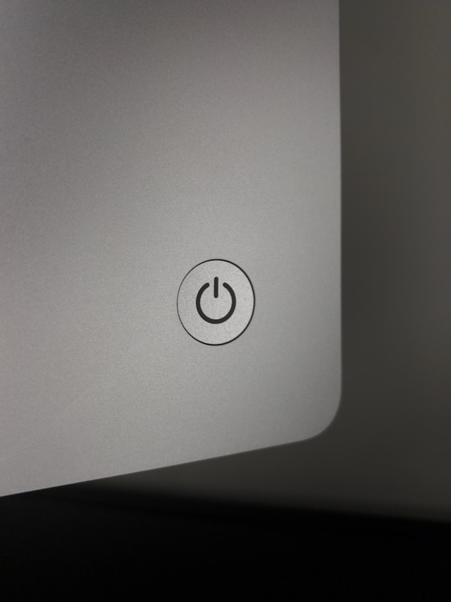 Power button on the back of a iMac